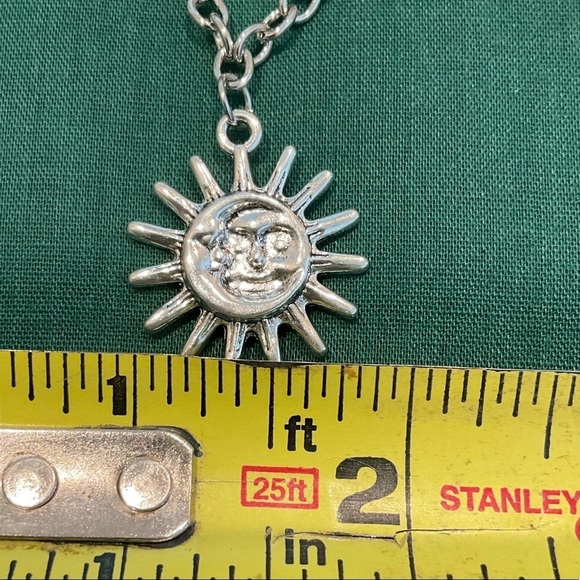 Silver Tone Sun Necklace & Multi Color Stone Beaded Necklace - Picture 4 of 5